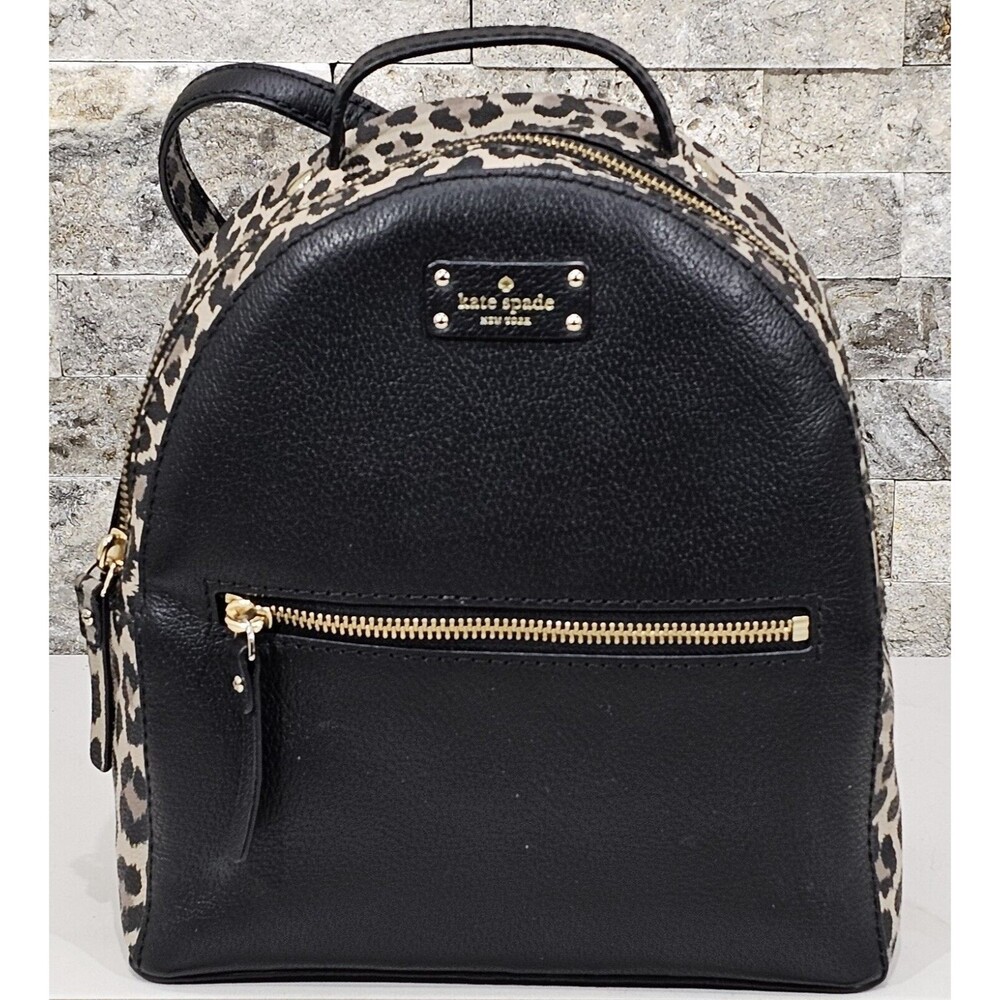 Kate Spade New York Leather Mini Backpack Black Leopard Print Sammy Grove Street